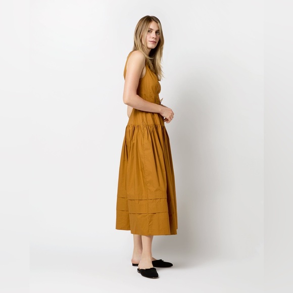 Ulla Johnson Kiran Dress Topaz 6 Sleeveless V-Neck Midi Length Golden Yellow - Picture 12 of 14